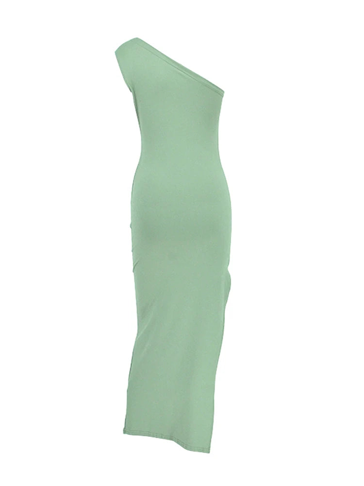 Elegant Black Maxi Dress for Women Sexy Split Sleeveless Backless Summer Fashion Off Shoulder Club Party Dress