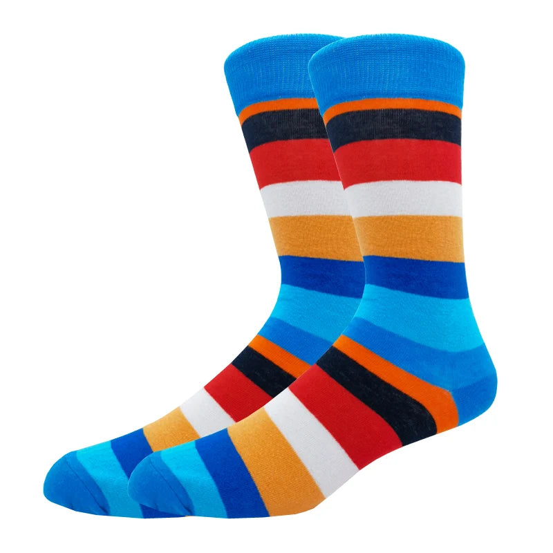 New Men's stockings Casual Gentleman Color fashion color striped Funny Party Dress autumn and winter cotton Socks