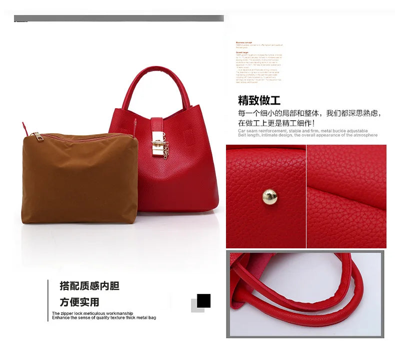 Woman shoulder bag Large capacity Handbag for Women Crossbody bag Lychee pattern Portable bucket bag ladies messenger bags