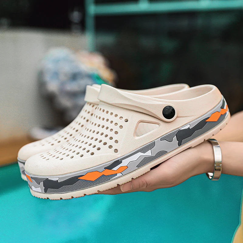 Casual Fashion Men Beach Shoes Outdoor EVA Hole Shoes Lightweight Sandles Unisex Colorful Shoes Summer Hollow Breathable