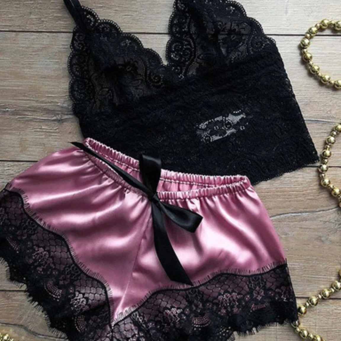 Women's Sexy Pajama Set 2 Pieces Lace Spaghetti Strap Top Shorts Sleepwear Lingerie Sleeveless Summer Clothes