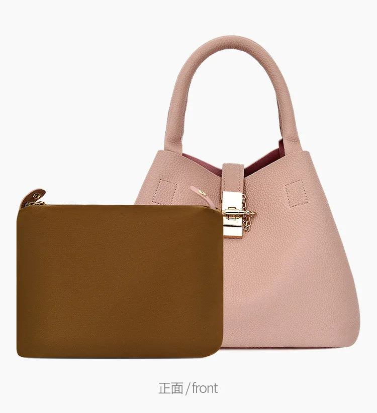 Woman shoulder bag Large capacity Handbag for Women Crossbody bag Lychee pattern Portable bucket bag ladies messenger bags