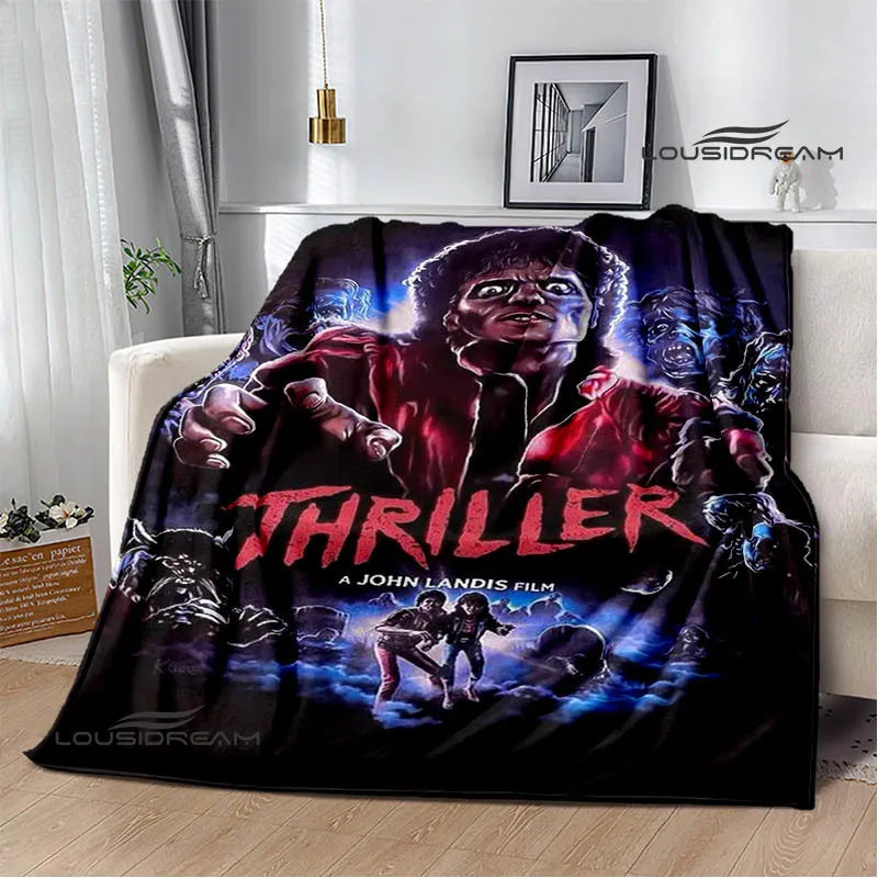 Michael Jackson retro Print blankets Picnic blanket Flannel blanket Soft Cozy Blanket Travel Blankets bed linings Birthday Gift