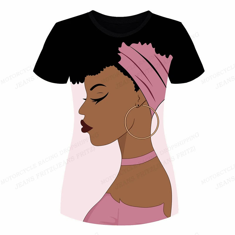 Eye Catching Short Sleeve 3D Print T-Shirt for Women Fashionable Oversized Black Top Y2K Style