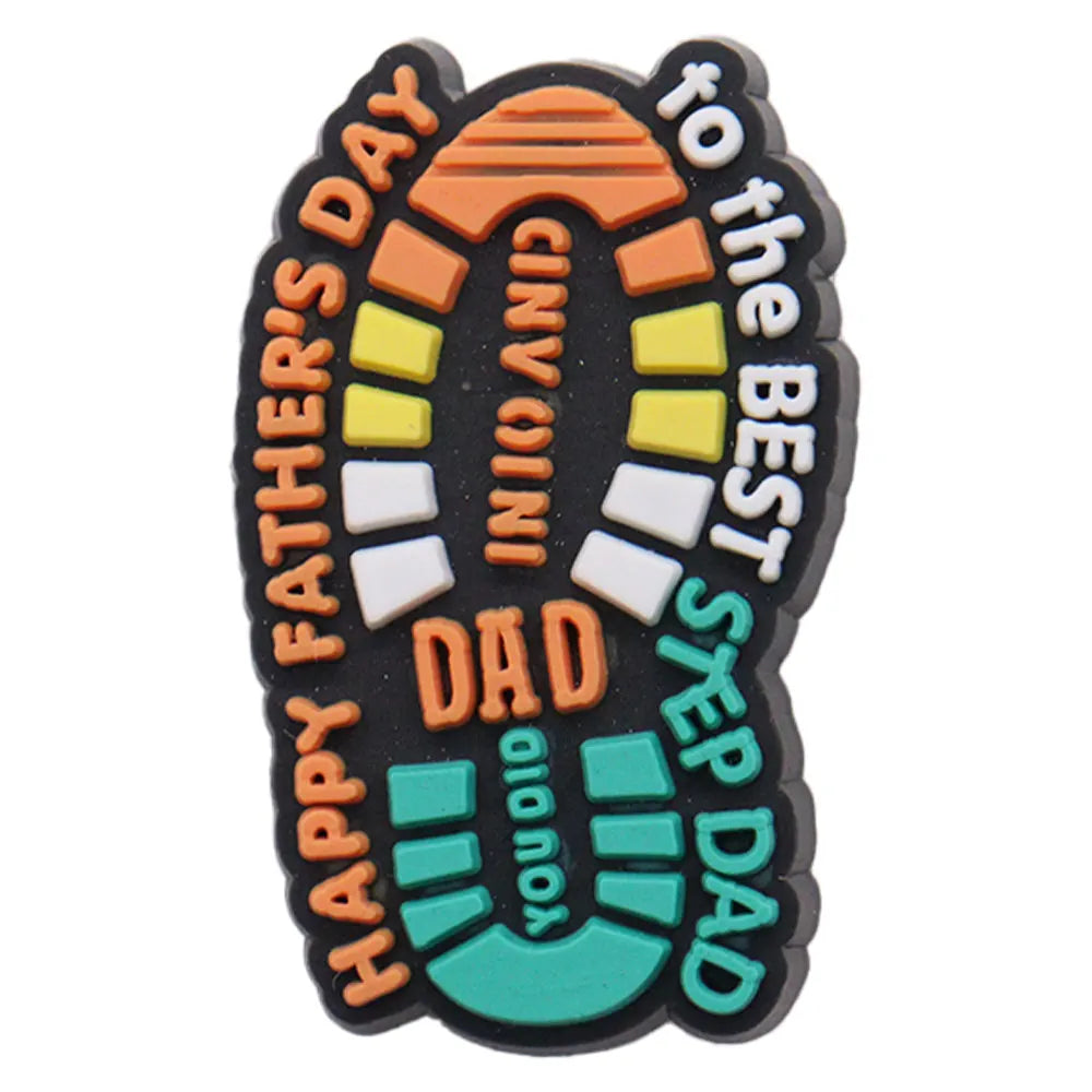1PCS 'I Love Dad' PVC Shoe Button Charm for Father's Day Papa Sandals Decorations DIY Sweet Holiday Gift Idea
