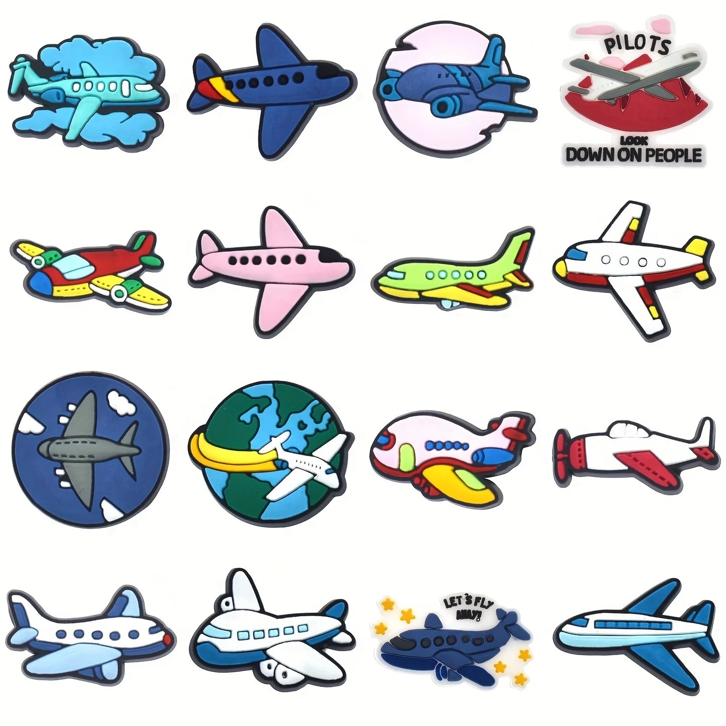 16pcs Crocs Charms Airplane Designs Replacement Ornaments Fun Foam Slipper Accessories for Clog Shoes
