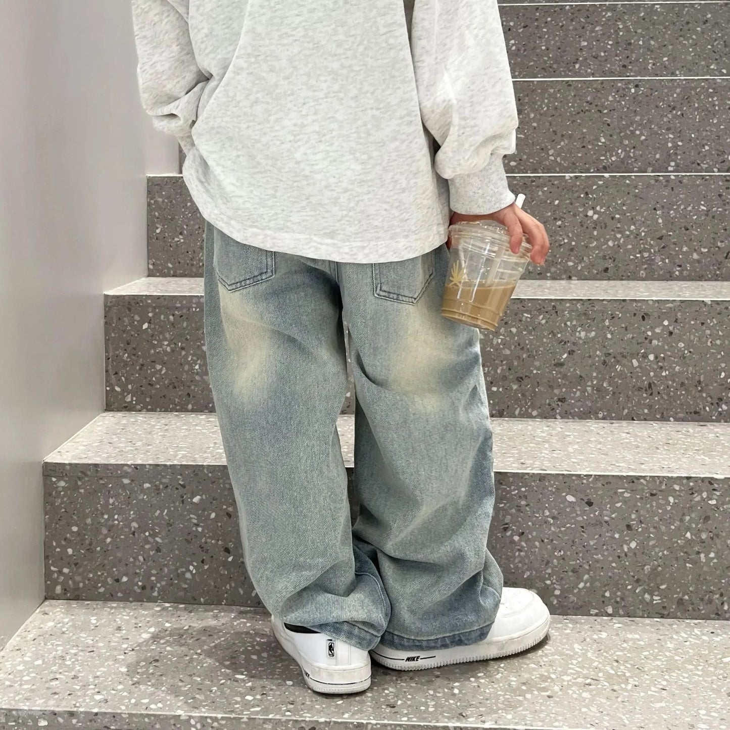 Autumn Girls Boys Vintage Jeans Children's Fashion Casual Denim Pants Casual Jeans