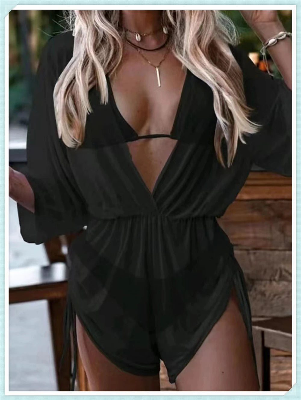 3 pieces Halter Bikini Tropical Print Swimsuit Drawstring Side Swimwear Women Long Sleeve Bathing Suit Female Swimming Beachwear