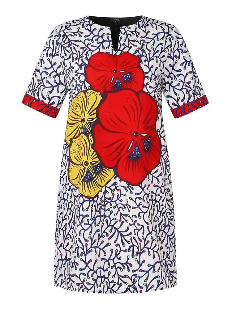 VONDA 2024 Fashion Women Elegant Dress Vintage Printed Sundress Oversized Mini Dress Casual Loose Party Short Robe Vestidos