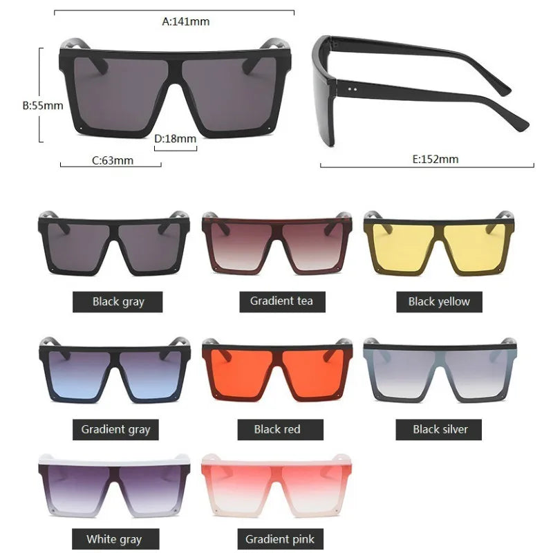 Vintage Siamese Sunglasses Men Women Rimless Oversized Square Designer Sunglasses Retro Glasses Shades Lentes De Sol Mujer