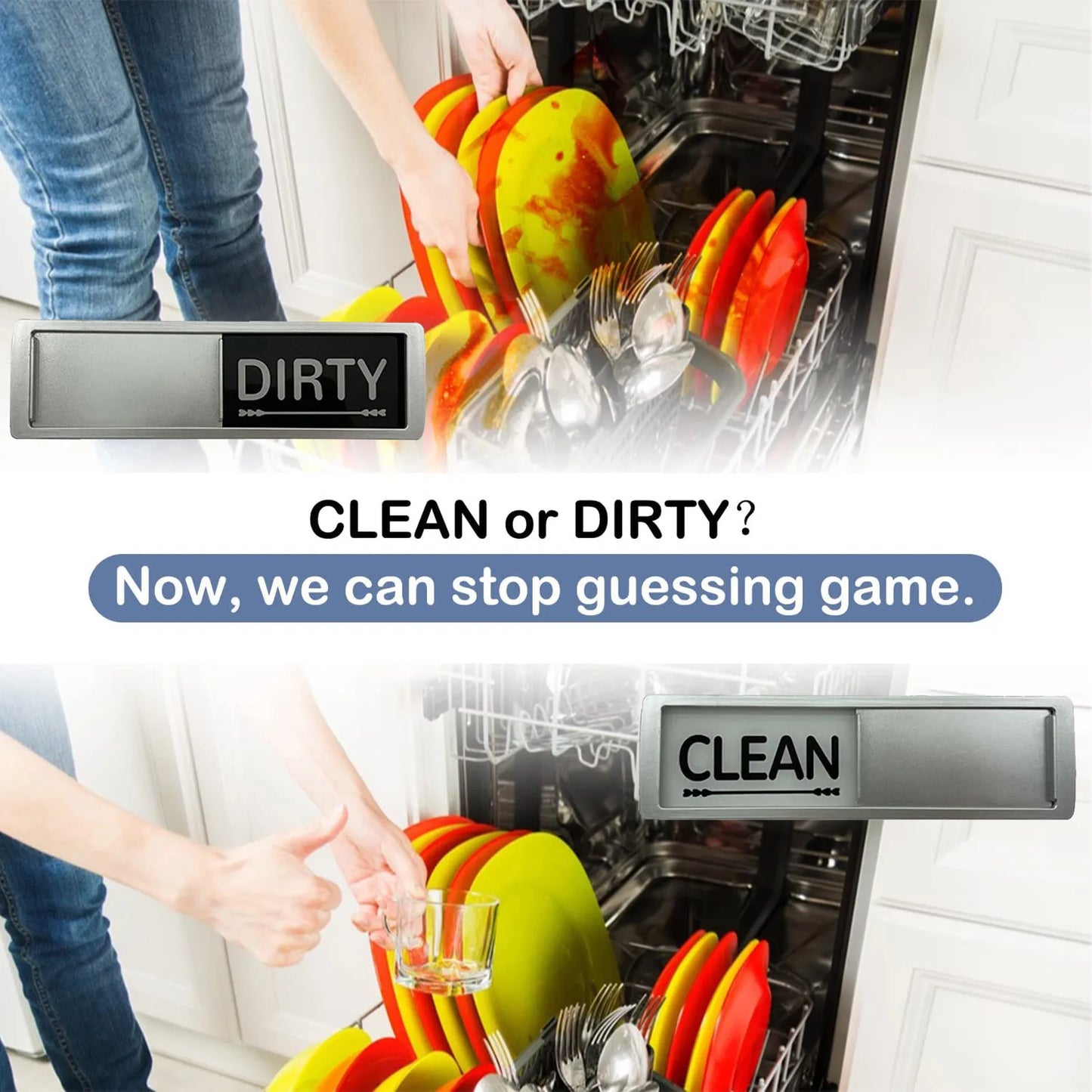 Dishwasher Magnet Clean Dirty Sign Non-Scratch Indicator Strong Magnet Ideal Signs For Home Kitchen Office Accessories