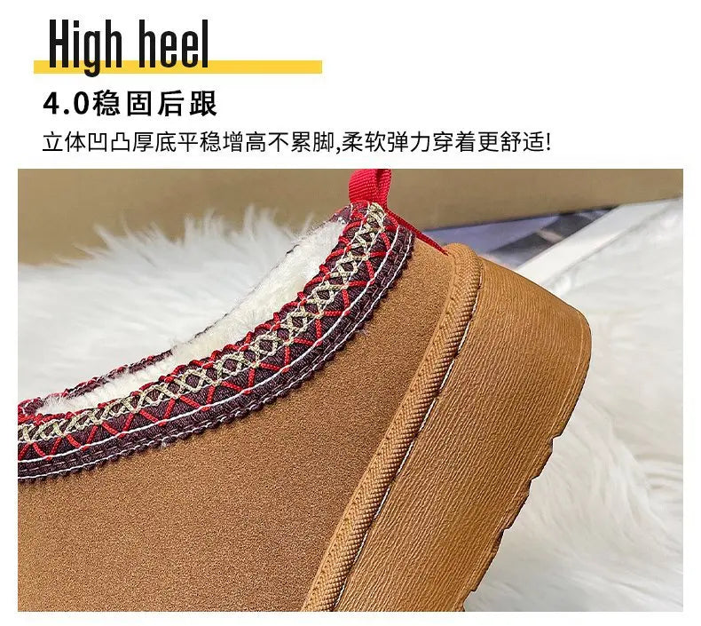 Women's Wool Slippers Warm Platform Wool Slipperswomen Slippers Women Sheepskin Slippers Women Shoes 2024