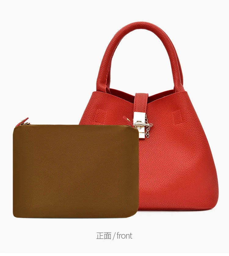 Woman shoulder bag Large capacity Handbag for Women Crossbody bag Lychee pattern Portable bucket bag ladies messenger bags