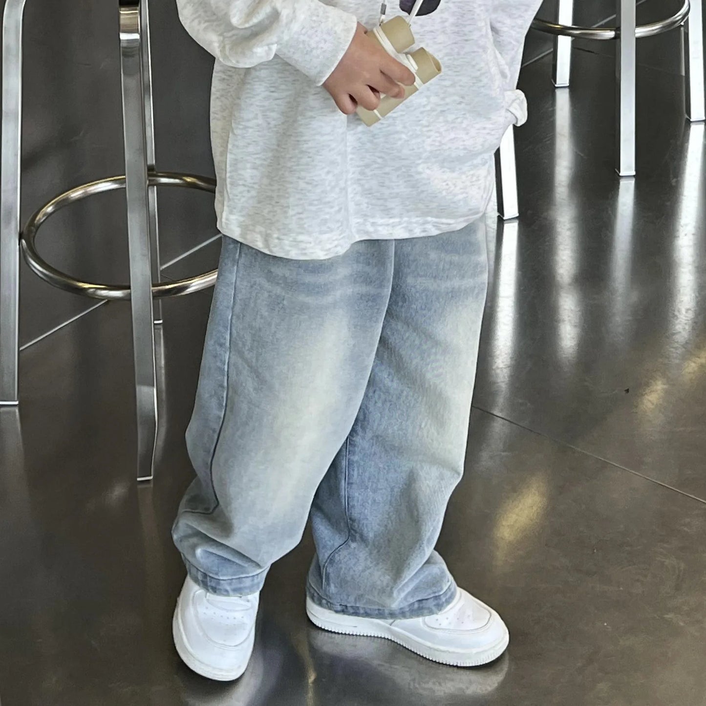 Autumn Girls Boys Vintage Jeans Children's Fashion Casual Denim Pants Casual Jeans