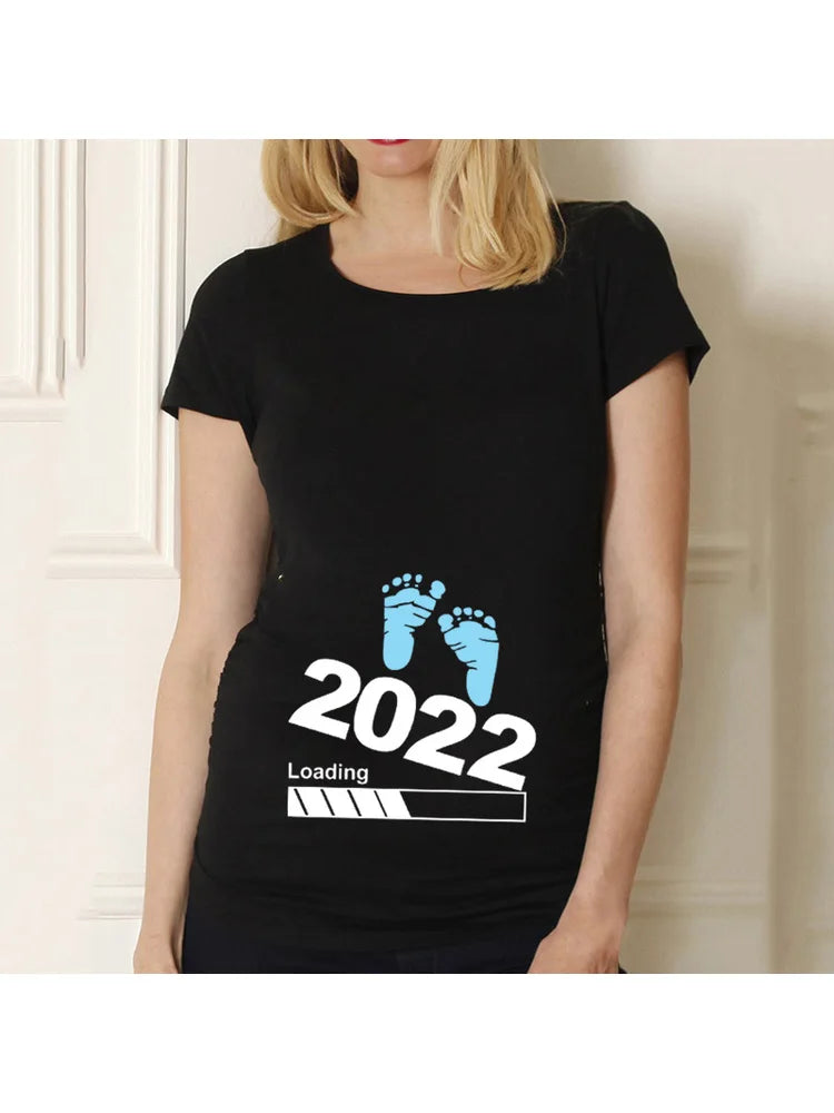 Casual Maternity Short Sleeve T-Shirt for Pregnant Women Eye Catching Graphic Design Summer Casual Top