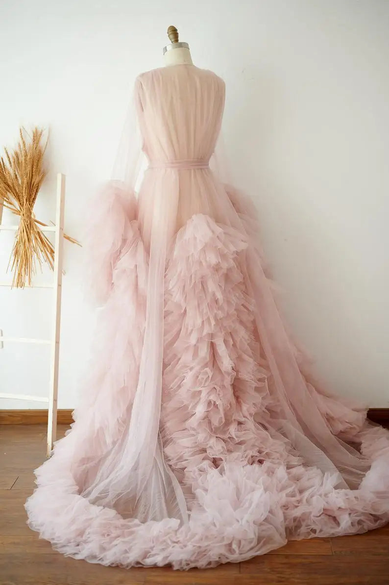 Sexy Maternity Women's Fluffy Long Dress For Photo Shoots Premama V-Neck Tulle Wedding Party Dresses Pregnant Baby Shower Gowns