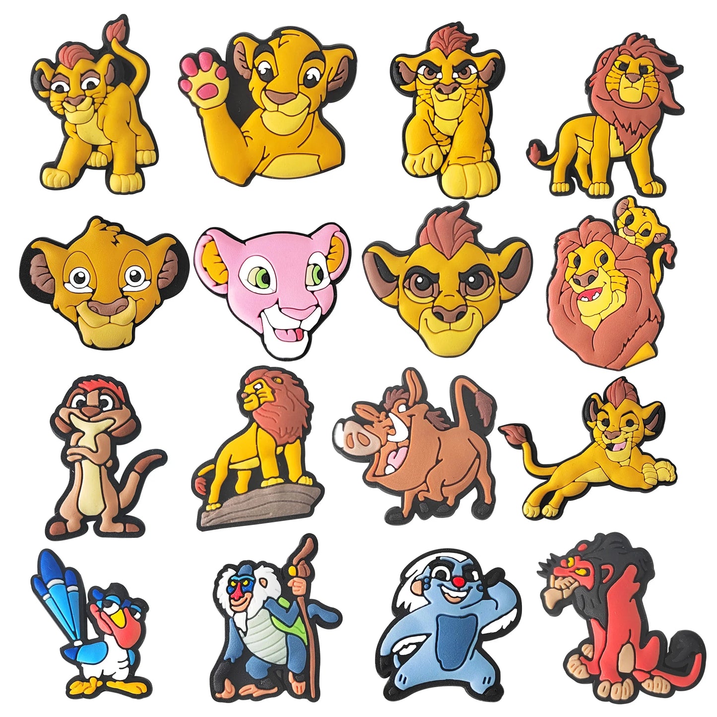 16pcs Kawaii Lion King Shoe Charms Set DIY Cartoon Accessories for Classic Clog Kids Gifts PVC Shoe Decorations