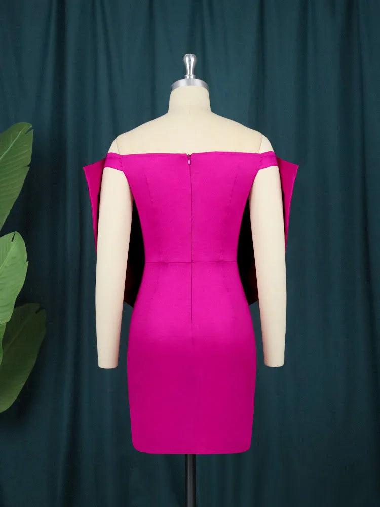 DEAT Fashion New Women's Bows Sleeveless Evening Party Dress Spring Trendy Off-shoulder Wrap Hip Dresses Female