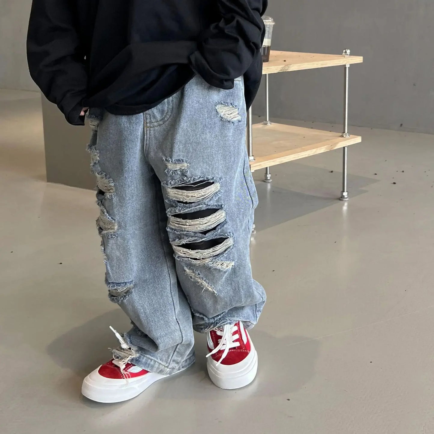 Spring Autumn Kids Baby Boys Cowboy Children's Clothing Jeans Casual Kids Baby Boys Ripped Children Jeans