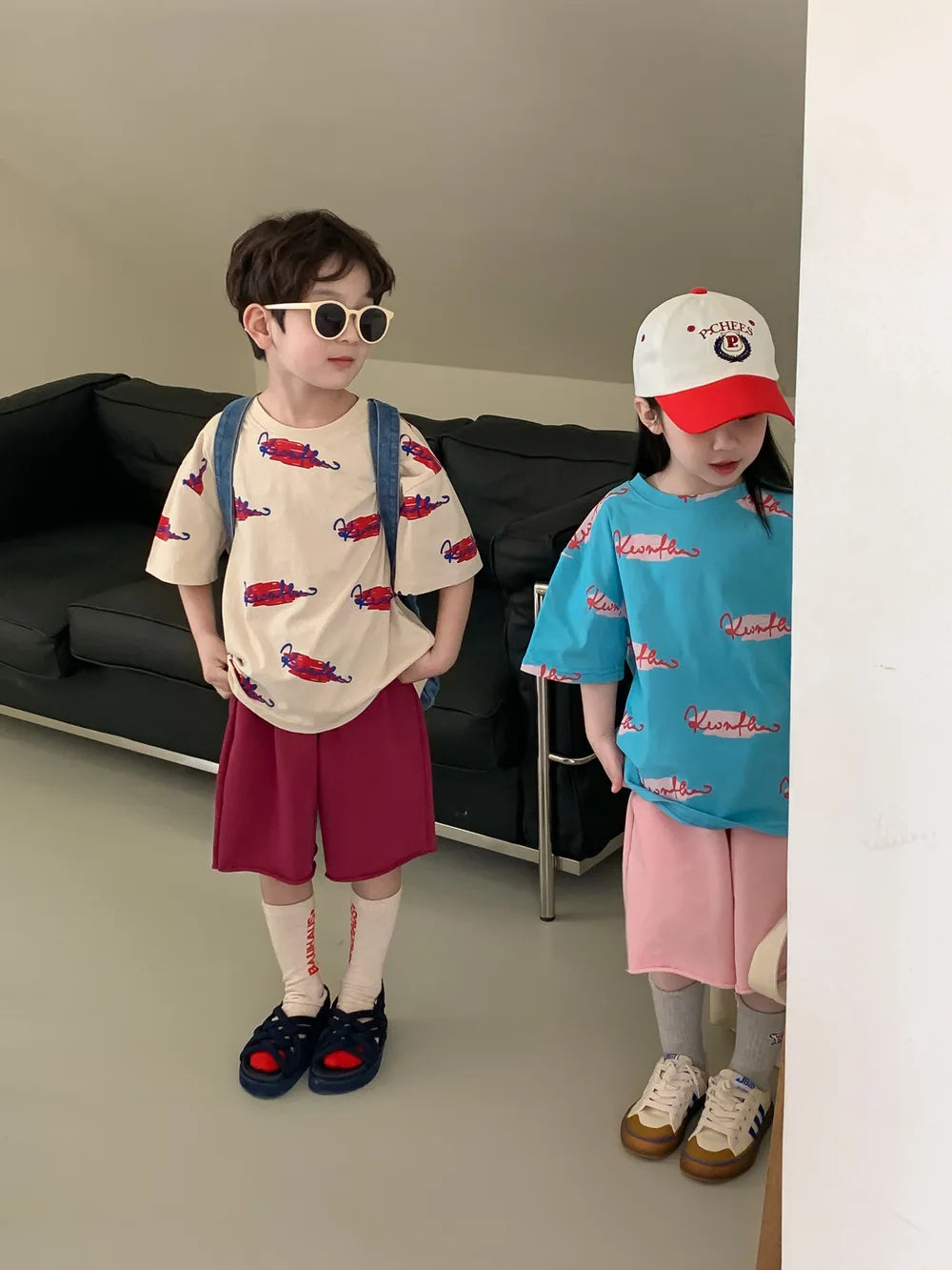 Children's Short Sleeve T-Shirts 2024 Summer Baby Letter Printed Tshirt Boys Girls Cotton Loose Tops 2-10Y Kids Clothes