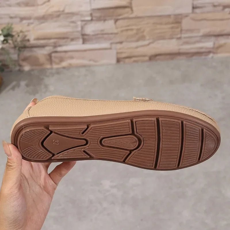 Women's Casual Slip-On Mary Jane Flat Loafers round Toe Soft Sole Spring Autumn Fashion Solid Color Flat Platform Shoes