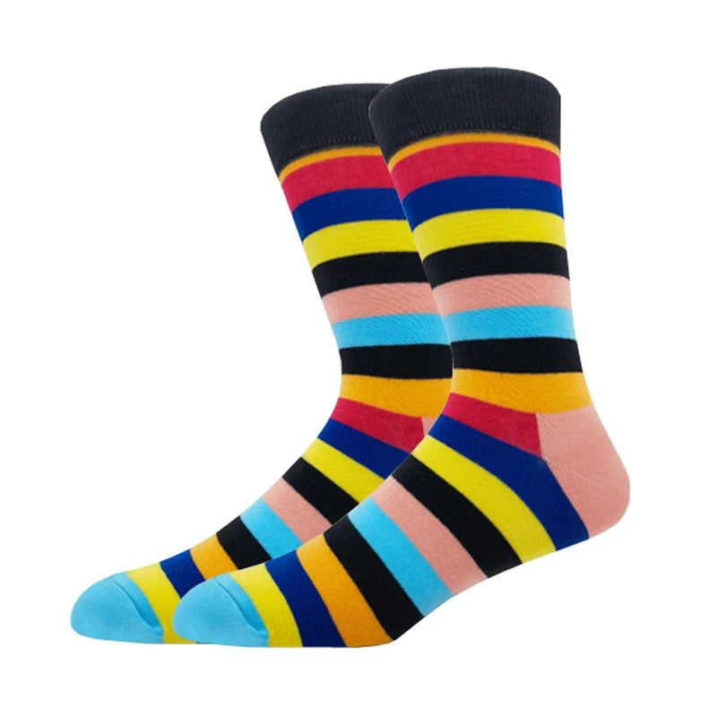 New Men's stockings Casual Gentleman Color fashion color striped Funny Party Dress autumn and winter cotton Socks