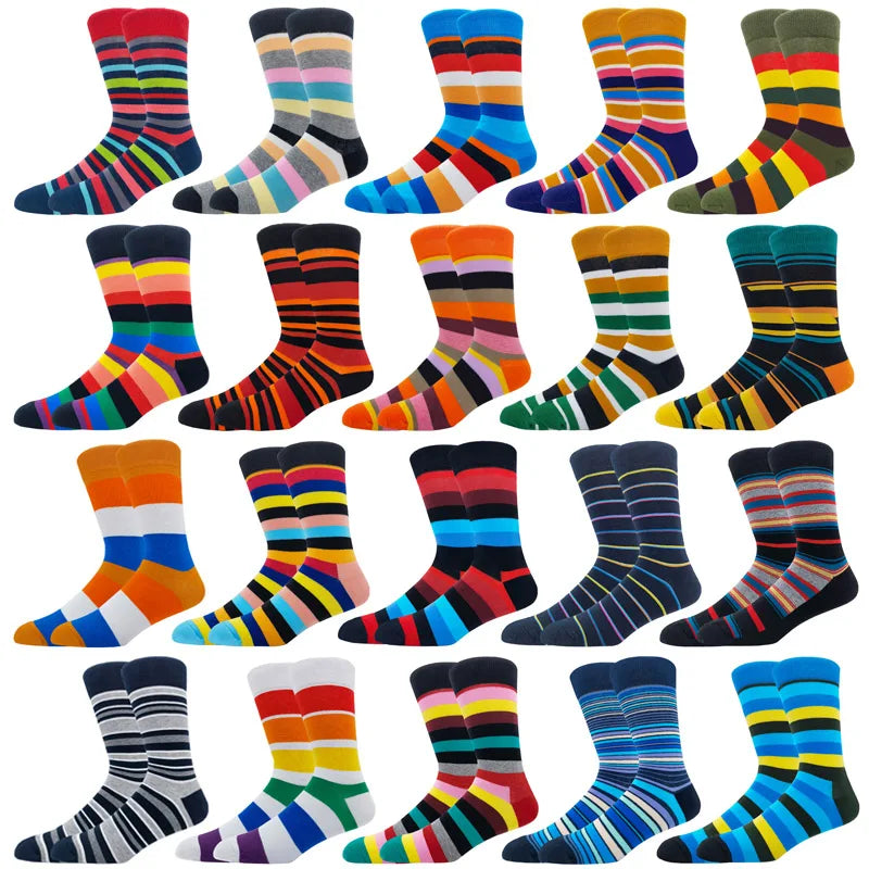New Men's stockings Casual Gentleman Color fashion color striped Funny Party Dress autumn and winter cotton Socks