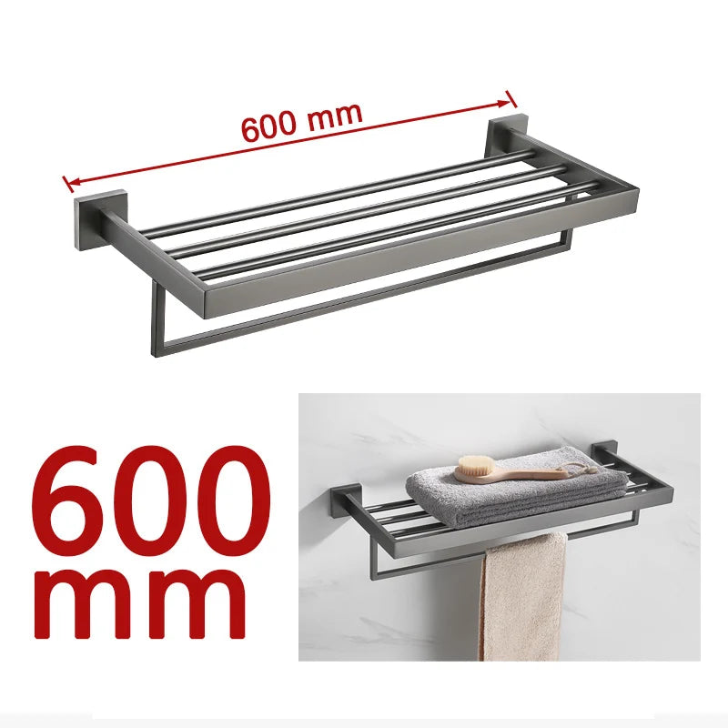 Brushed Grey Bathroom Accessorie Stainless Steel Gun Metal Towel Rack Toilet Paper Holder Robe Hook Towel Bar Toilet Hardware