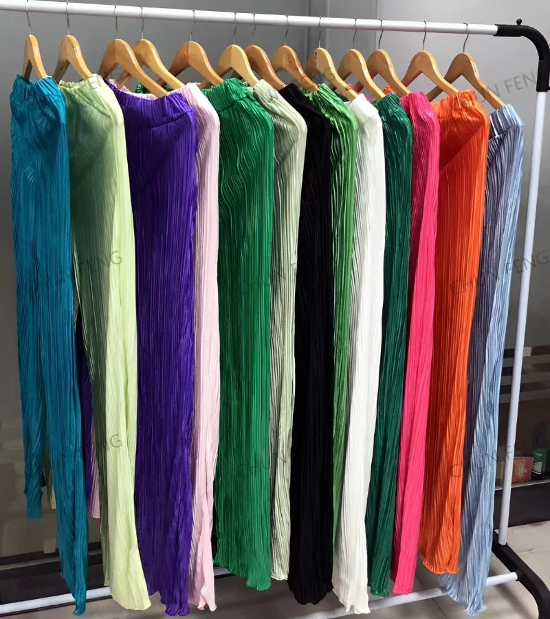 New Spring And Autumn Suit Women's Pleated Lapel Shirt Loose Casual Suit Solid Color Drape Pleated Casual Suit