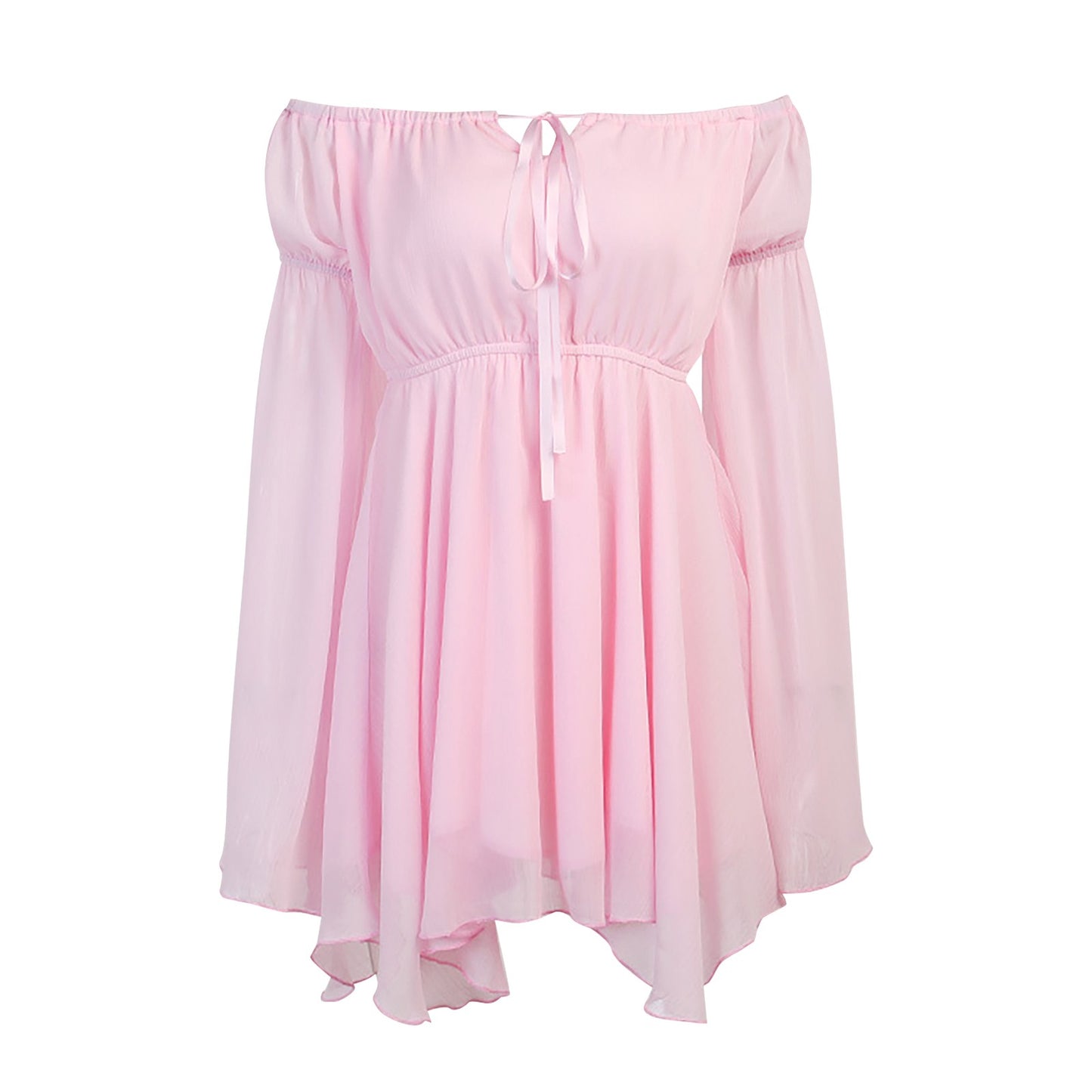 Summer Dresses For Women Plus Size Off Shoulder Flare Sleeve Dress Lace Up Corset Solid Flowy Mini Dress vestidos de mujer