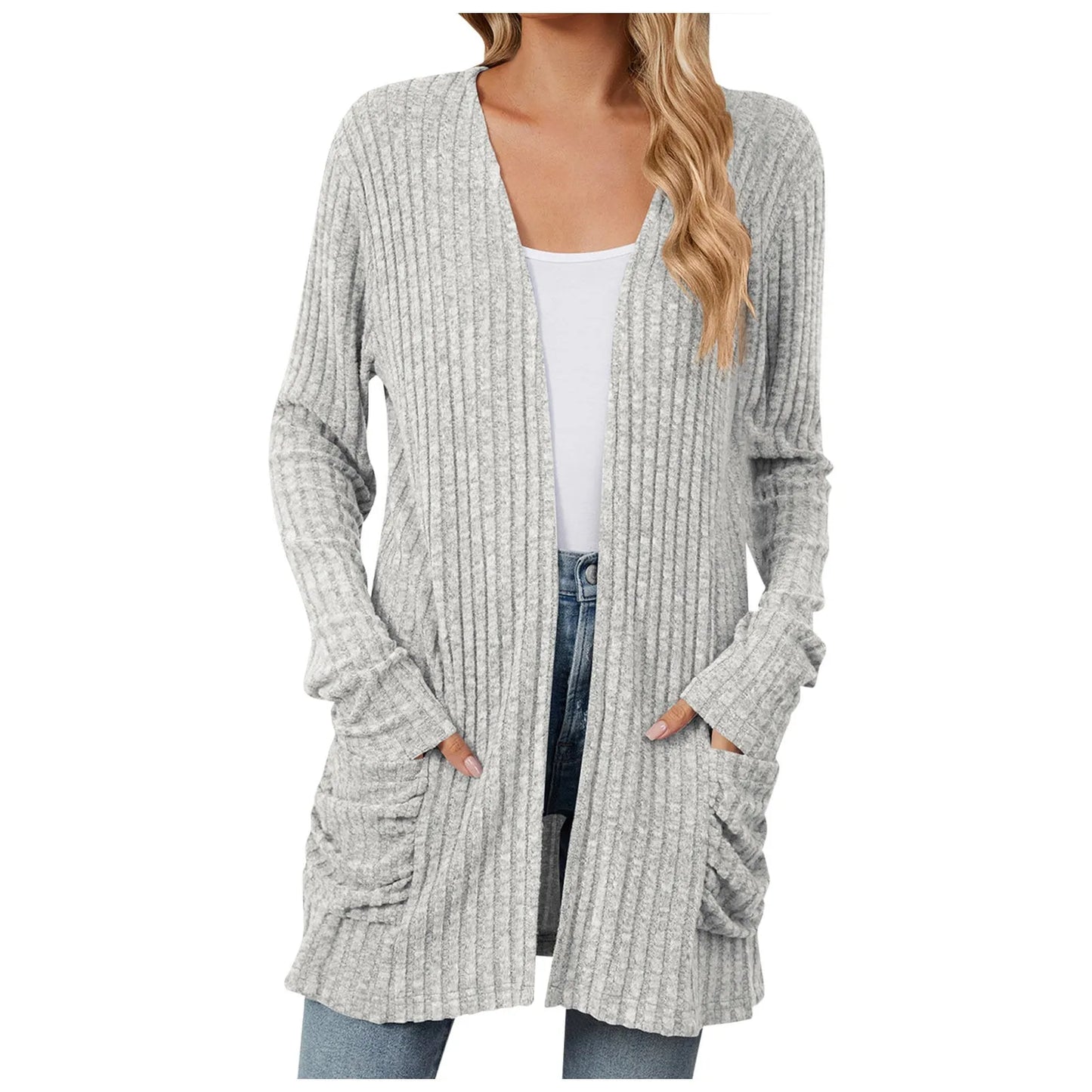 Lightweight 3/4 Sleeve Black Sweater Cardigan For Women Crochet Oversize Casual Cardigan Kimonos Boho Solid Chaquetas De Mujer