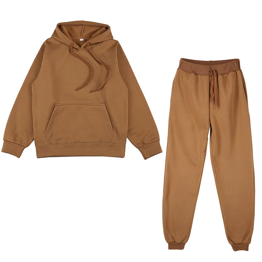Spring autumn 2 Piece Set Women Casual Round Neck Long Sleeve Hoodies High Waist sweatpants Tracksuit Women workout sportswear