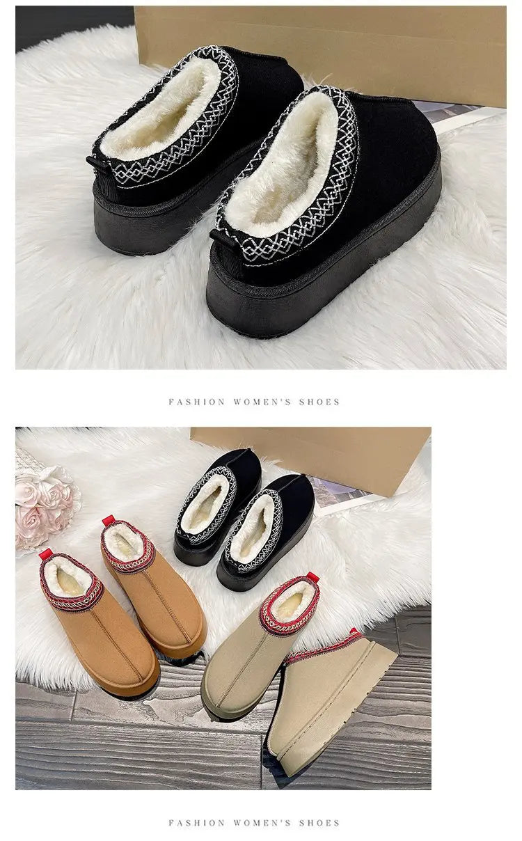 Women's Wool Slippers Warm Platform Wool Slipperswomen Slippers Women Sheepskin Slippers Women Shoes 2024