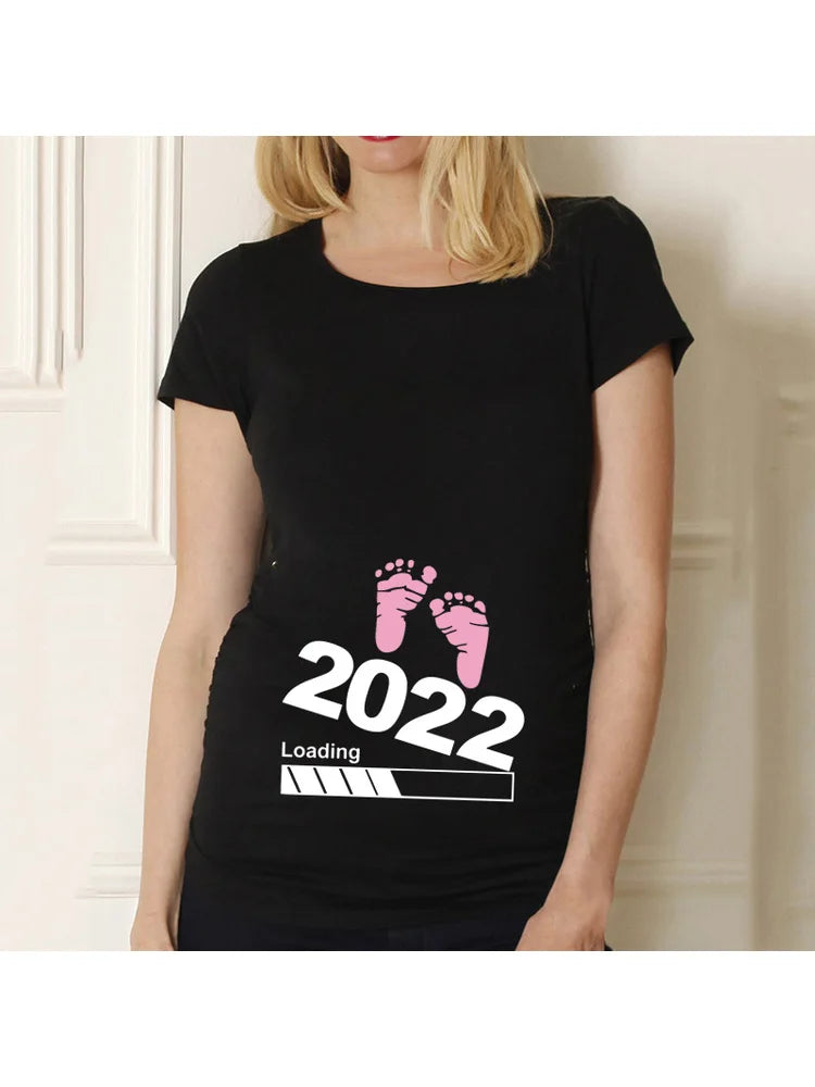 Casual Maternity Short Sleeve T-Shirt for Pregnant Women Eye Catching Graphic Design Summer Casual Top