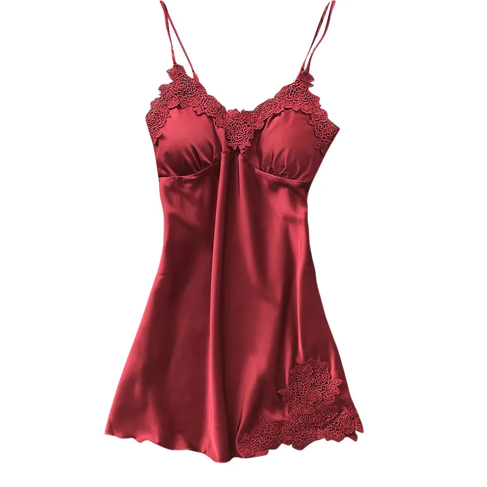 Sexy Lingerie Push up Underwear Lace Dress Robe Women Sleepwear Nightwear Pad Lingerie Sexy Garter Slip L
