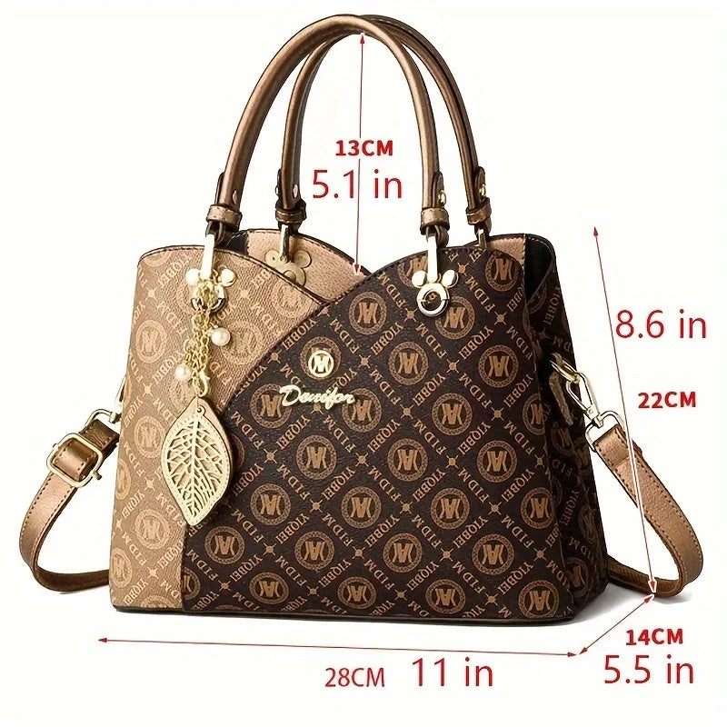 Elegant Faux Leather Tote Bag Set 3pcs Classic Large Capacity Ivory White with Magnetic Clos Casual Handbag