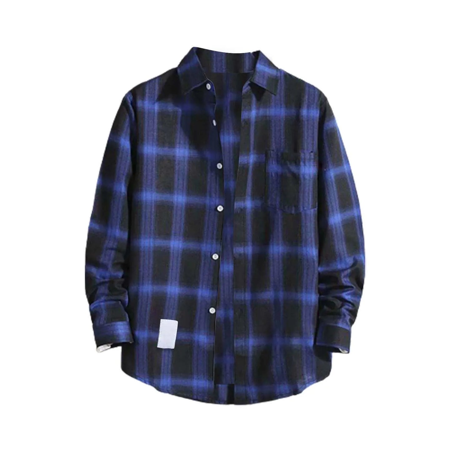 Checkered Printed Shirt Lapel With Single Breasted Chest Pocket Long Sleeved Top Men'S Autumn Fashionable Casual Cardigan