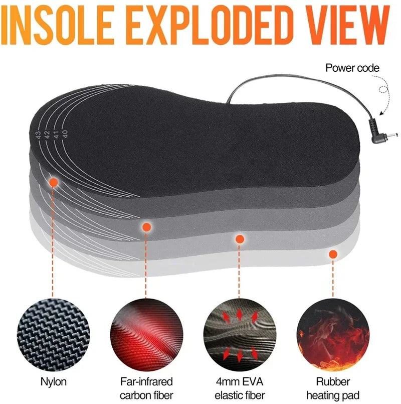 1Pair USB Heating Shoes Insole Quality Winter Warm Insoles for Feet Men Women Electrically Heated Shoe Sole Non Slip Shoe Pads