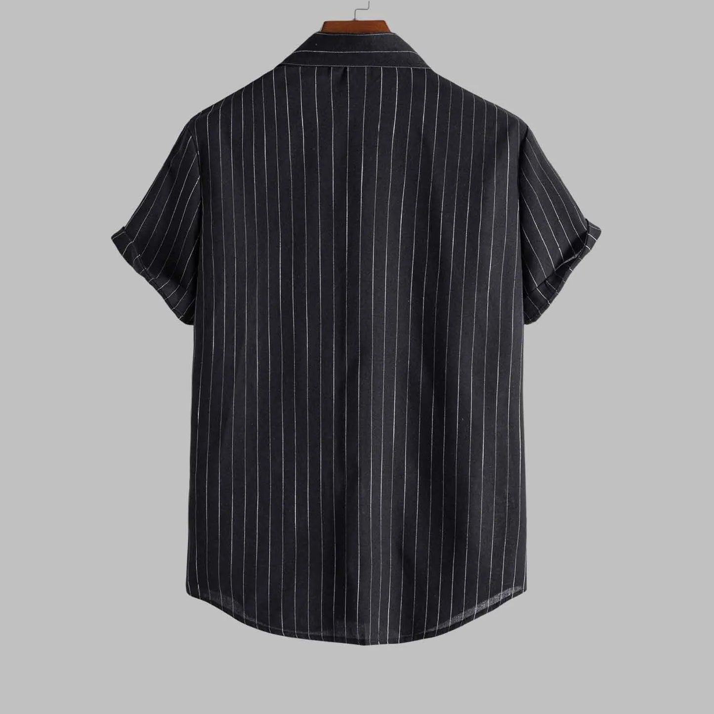 Mens Shirts Casual Striped Short Sleeved Shirts Turn-Down Collar Shirt Top Fashion Summer Male Clothing 2024 Harajuku Streetwear