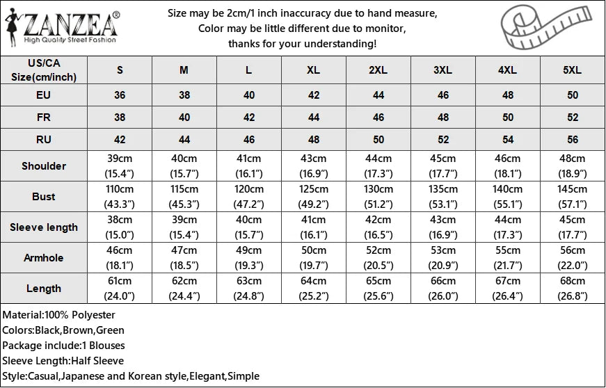 ZANZEA Women's Cold Shoulder Ruffled Blouse Half Sleeve Casual Loose Top with Back Straps Pleated Summer Tunic Fashion O-Neck
