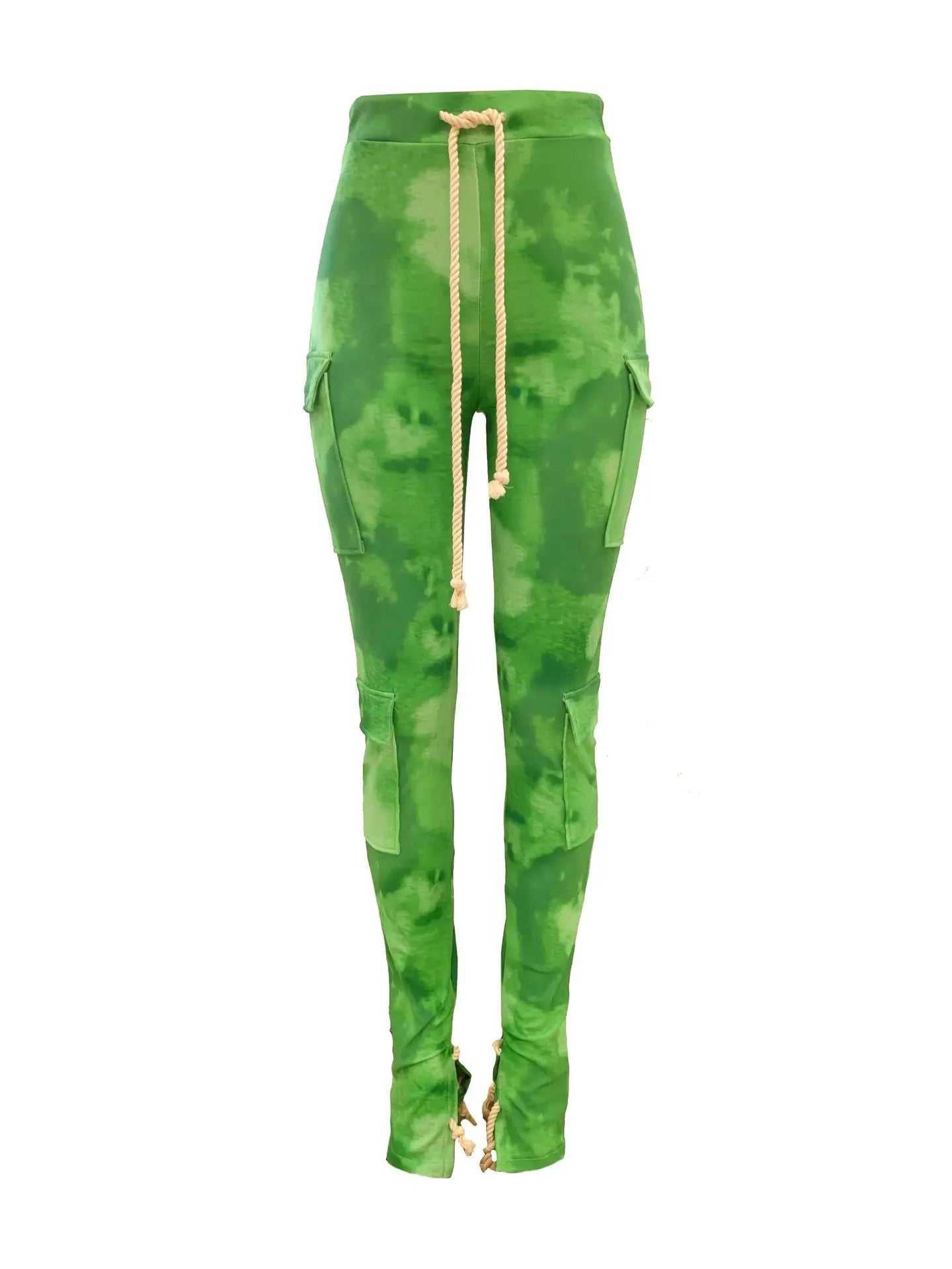 Strecth Cargo Pants for Women Streetwear Mid Waist Multi Pockets Drawstring Trousers Vintage 2024 Autumn Printing Sweatpants