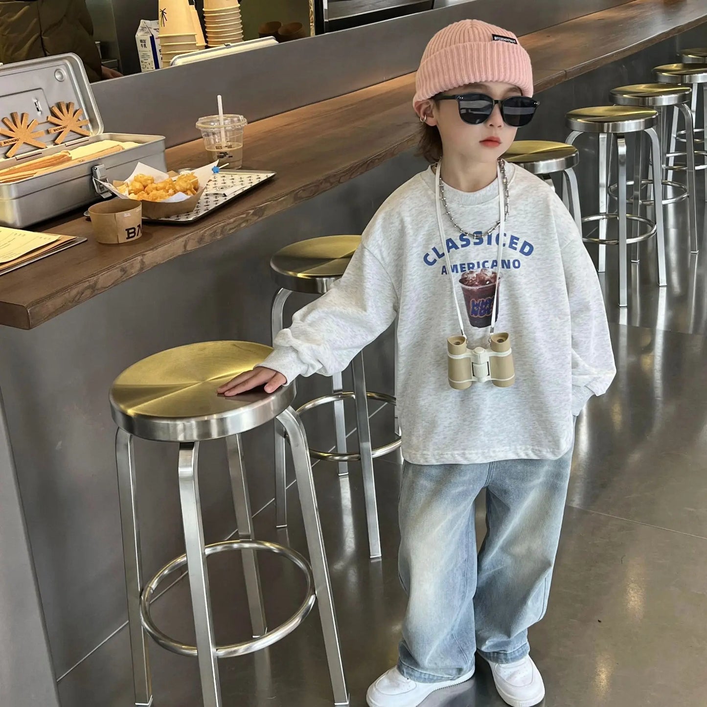 Autumn Girls Boys Vintage Jeans Children's Fashion Casual Denim Pants Casual Jeans