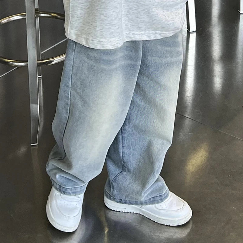 Autumn Girls Boys Vintage Jeans Children's Fashion Casual Denim Pants Casual Jeans