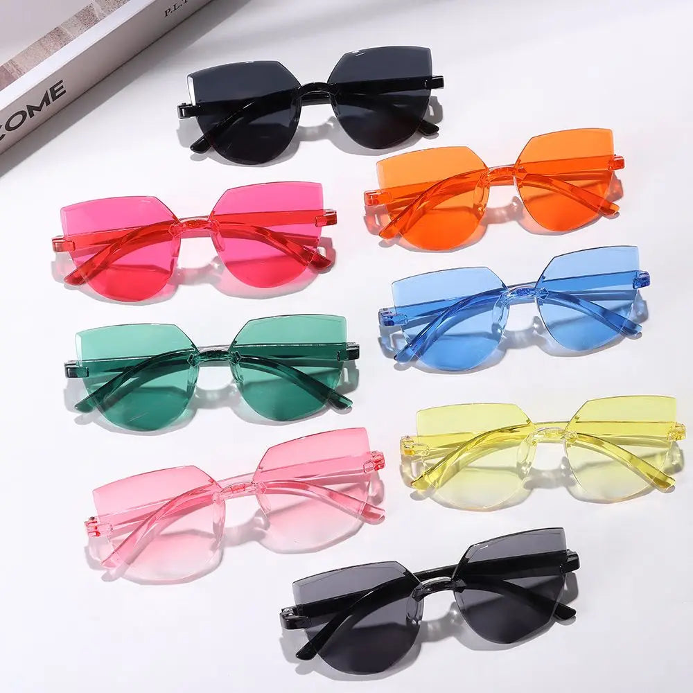 New Fashion Rimless Women Sunglasses Vintage Designer Cat Eye Sun Glasses Female Transparent Shades Traveling UV400 Eyewear