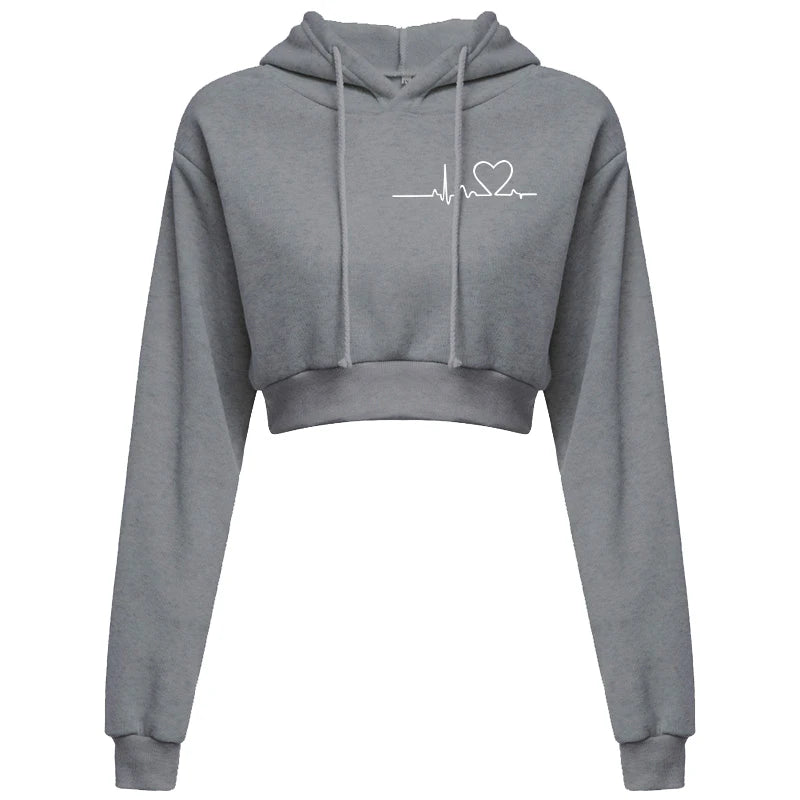 Outdoor Fashion Sports Umbilical Pullover Long Sleeve Casual Umbilical Solid Hooded Sweatshirt Short Top Hooded Sweater