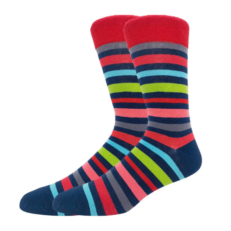 New Men's stockings Casual Gentleman Color fashion color striped Funny Party Dress autumn and winter cotton Socks