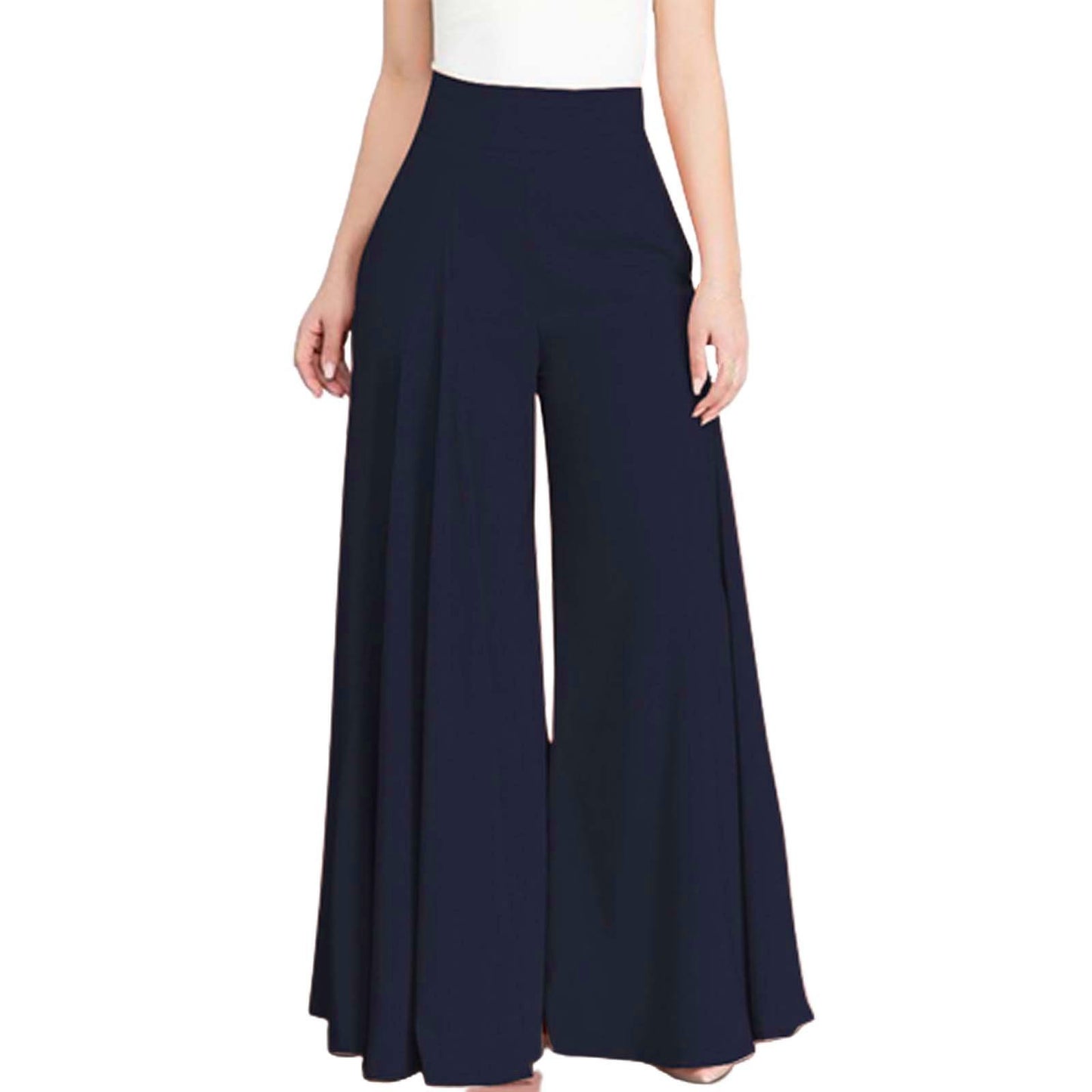 Autumn Spring Women'S Wide Leg Pants Elegant High Elastic Waist Solid Culotte Temperament Holiday Skirtpants Pantalones De Mujer