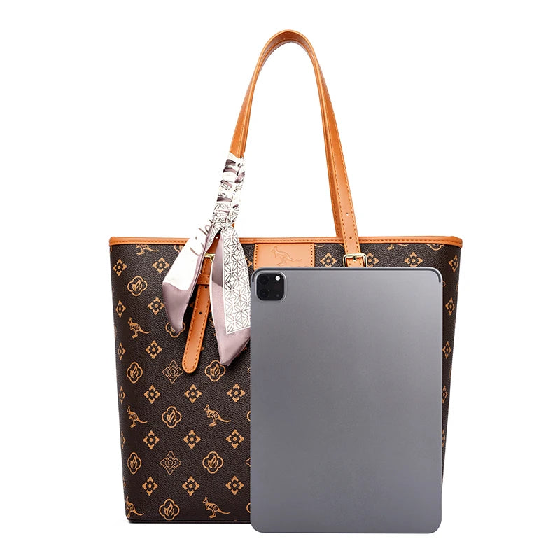 Quality Soft Leather Shoulder Bag for Women with Luxury Print Designer Handbag Casual Tote Commuting Messenger Sac A Main