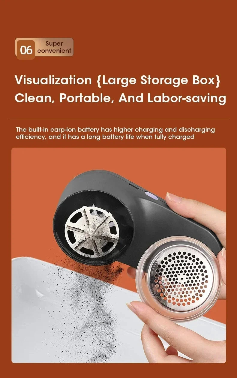 Rechargeable Electric Lint Remover Portable Hair Ball Trimmer for Household Clothe Fabric with LED Display Three Levels