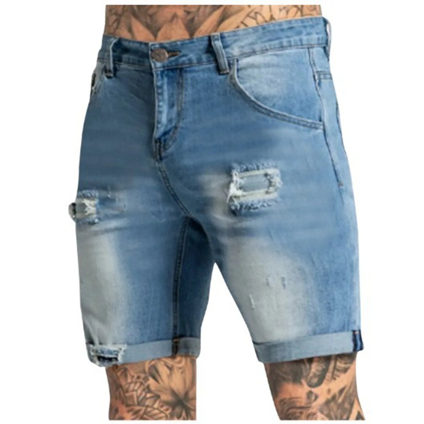 New Spring Summer Men's Denim Shorts Men's Clothing Beach Ripped Jeans Denim Cotton Short Casual Men Shorts